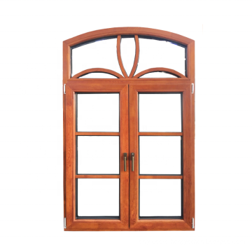 European style 6 panel design grille french window with wooden frames